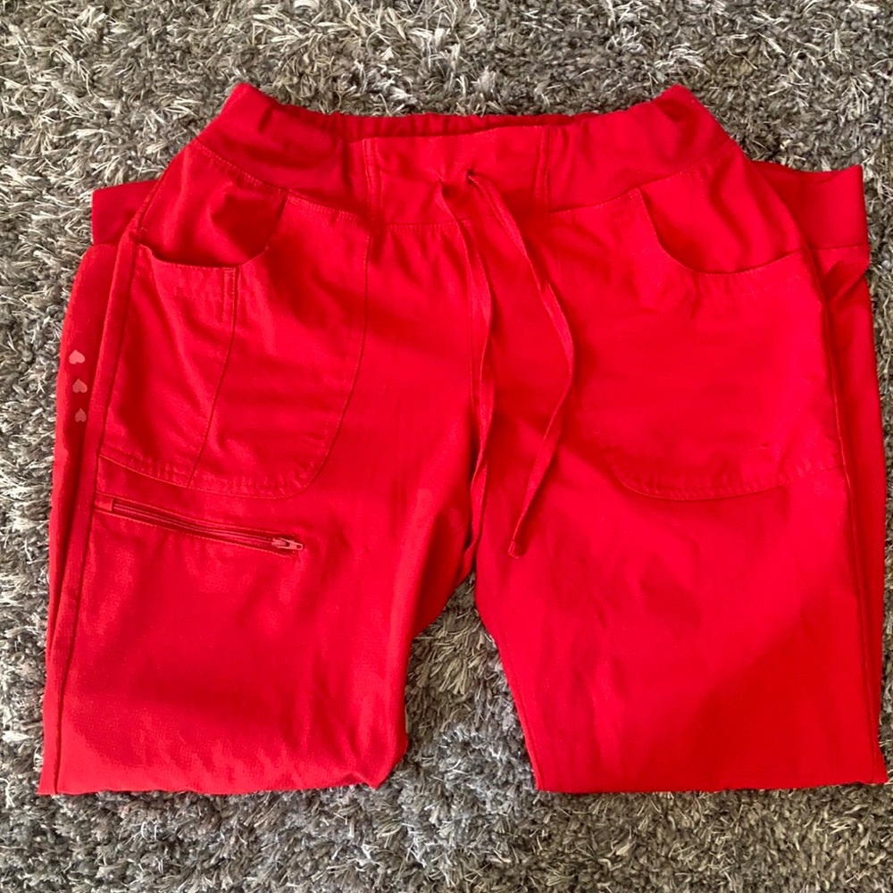 Women’s red jogger scrub pants